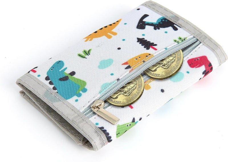 Nitort Wallet, Canvas Outdoor Sports Wallets for Kid, Lovely Wallet with Zipper for Kids- Front Pocket Wallet with Magic Sticker for Children Dinosaur 01 - Image 5
